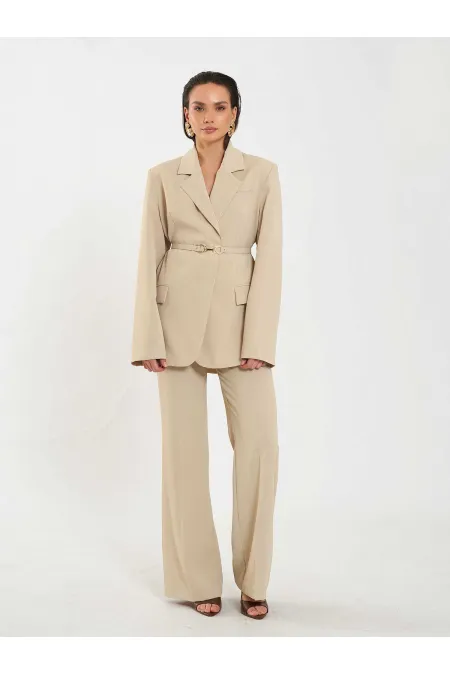 131060 Kemer Detaylı Oversize Ceket