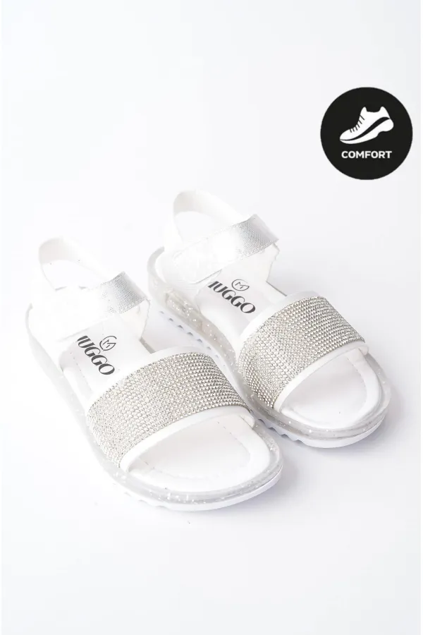 Muggo WINNIE Guaranteed Daily Orthopedic Light Sole Stoned and Velcro Girls Sandals