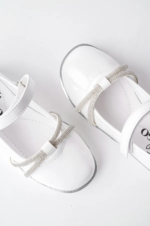 Muggo UNICORN Guaranteed Daily Orthopedic Light Sole Girls Ballerinas with Stones and Velcro