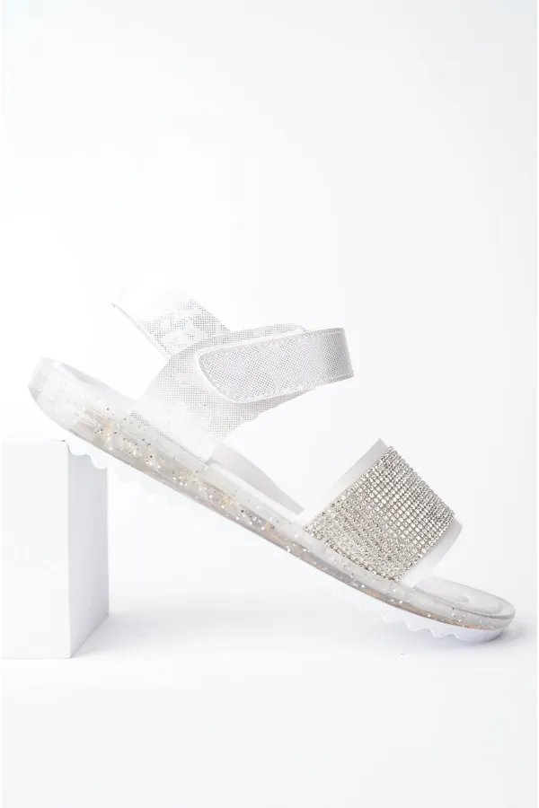 Muggo WINNIE Guaranteed Daily Orthopedic Light Sole Stoned and Velcro Girls Sandals