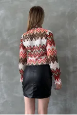 Chemisier à motifs zigzag - Orange | TOPSHOW | F1558
