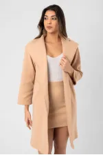 Düğmeli Cepli Kaşe Toptan Ceket - Camel | TOPSHOW | F1357