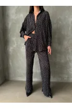 Pantalon à pois noir en gros | TOPSHOW | F1468