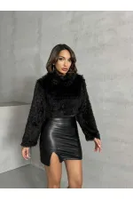 Faux Leather Mini Wholesale Skirt - Black | TOPSHOW | F1114