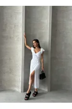 Robe Topshow blanche unie en viscose en gros