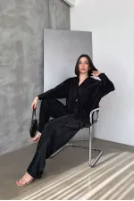 Topshow Siyah Piliseli Toptan Pantolon