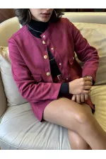 Veste en daim avec poches - Bordeaux | TOPSHOW | F1800