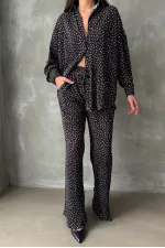 Pantalon à pois noir en gros | TOPSHOW | F1468