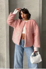 Cardigan à franges pailleté en gros - Poudre | TOPSHOW | F1837