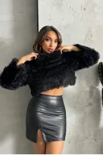 Faux Leather Mini Wholesale Skirt - Black | TOPSHOW | F1114