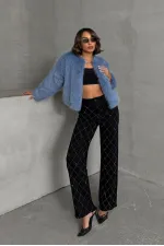 F Feathered Wholesale Vest - Blue | TOPSHOW | F1615