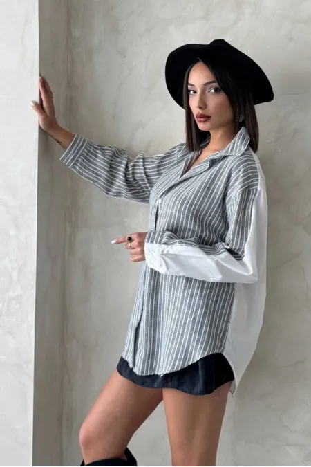 Kot Detaylı Toptan T-Shirt - Krem Mavi | Topshow | F1917 Kot Detaylı Toptan T-Shirt - Krem Mavi | Topshow | F1917