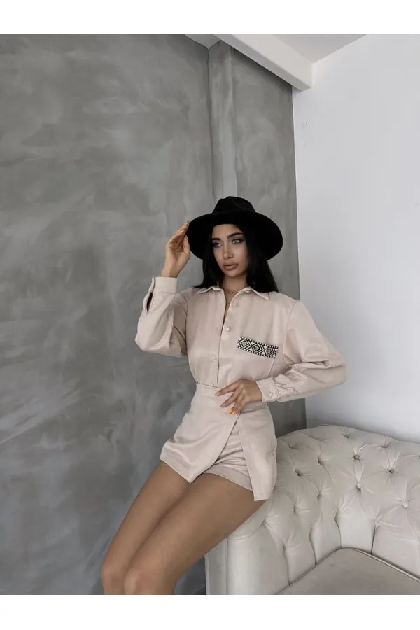 Chemise Topshow en daim pierre | F1517