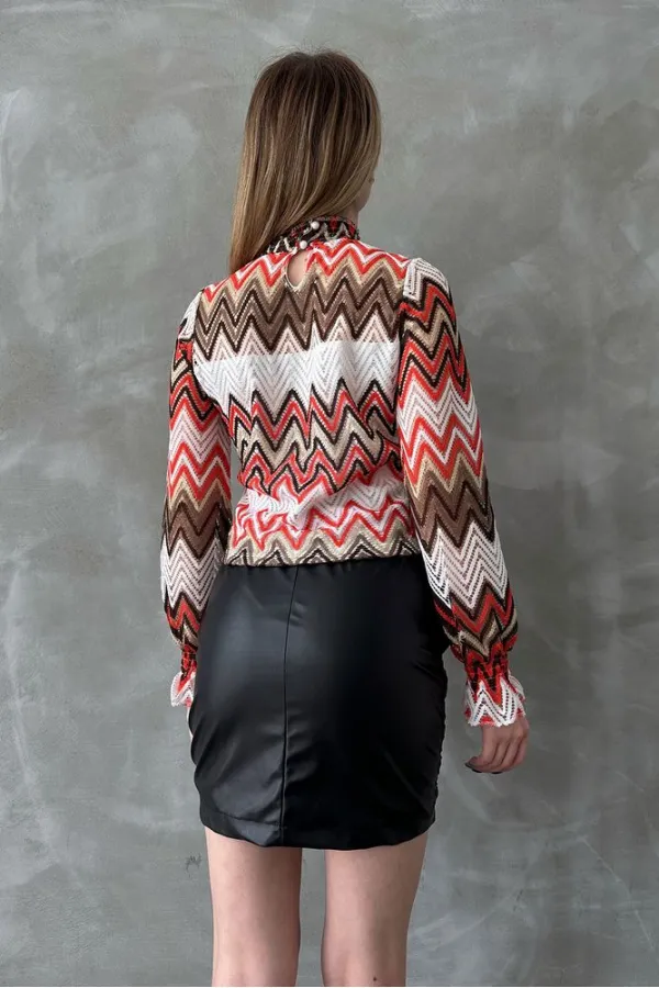 Chemisier à motifs zigzag - Orange | TOPSHOW | F1558