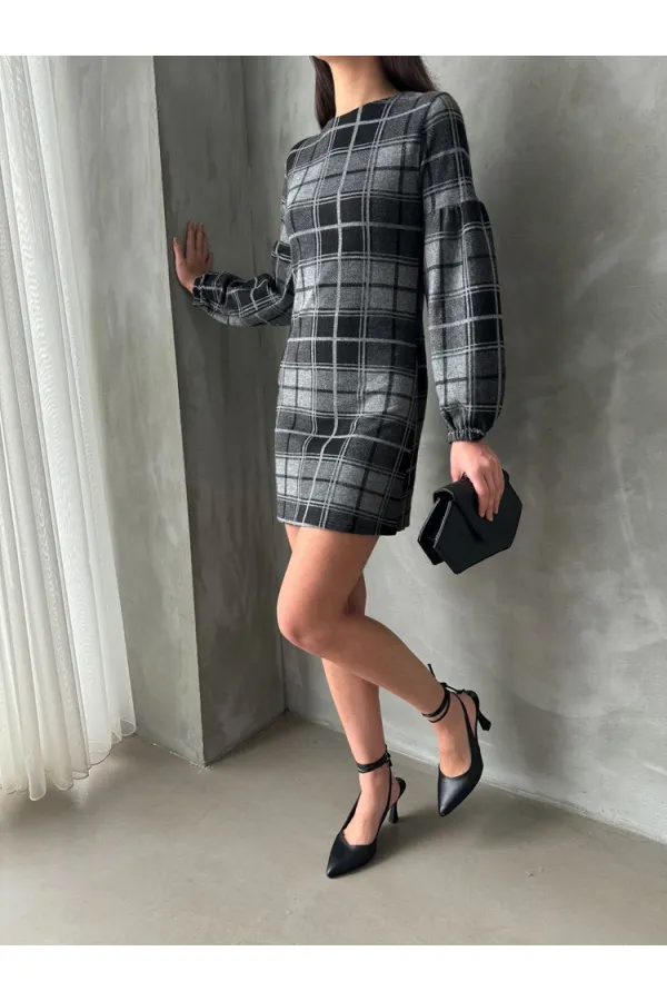 Robe à carreaux en gros - Anthracite | TOPSHOW | F0029