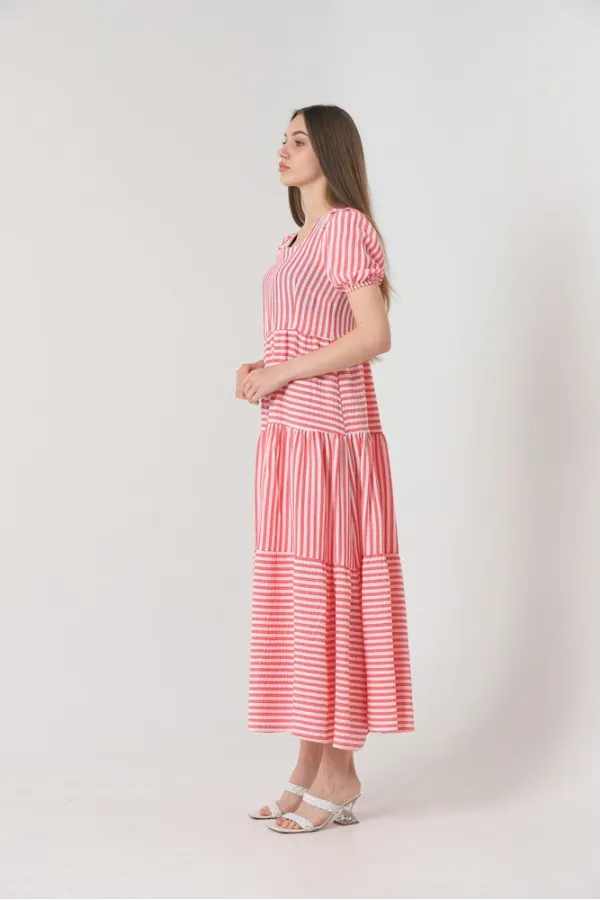 Robe longue à rayures fuchsia Topshow en gros