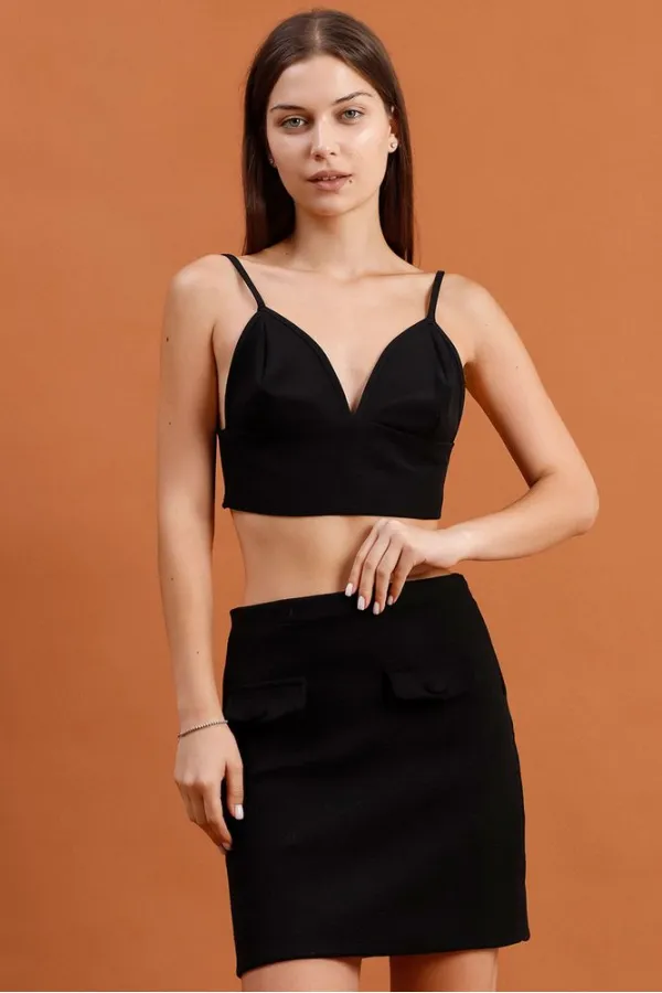 Cashmere Mini Wholesale Skirt - Black | TOPSHOW | F1283