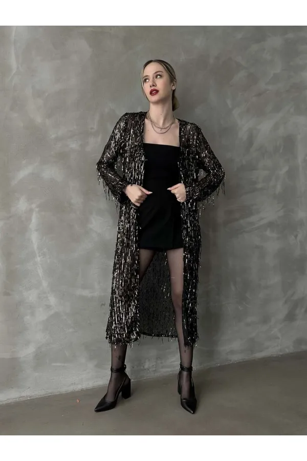 Long Wholesale Cardigan - Black Gold | TOPSHOW | F1618