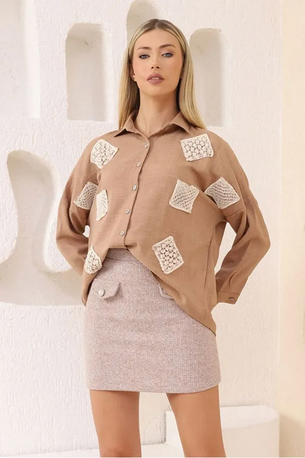 Cashmere Mini Wholesale Skirt - Stone | TOPSHOW | F1352