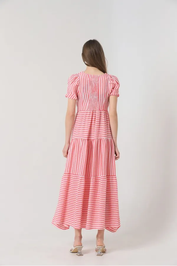 Robe longue à rayures fuchsia Topshow en gros