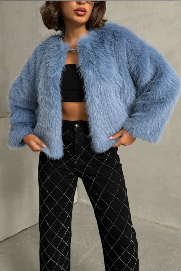 F Feathered Wholesale Vest - Blue | TOPSHOW | F1615