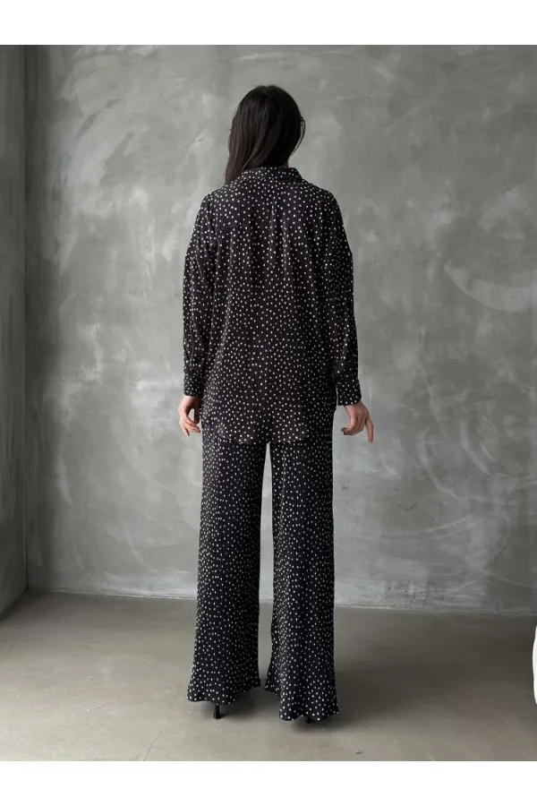Pantalon à pois noir en gros | TOPSHOW | F1468