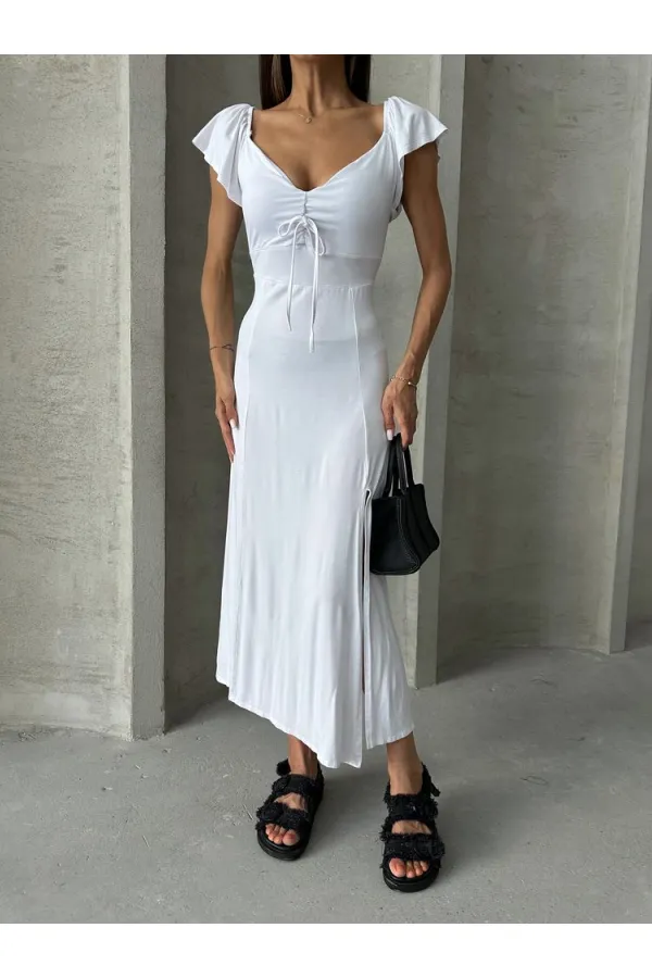 Robe Topshow blanche unie en viscose en gros