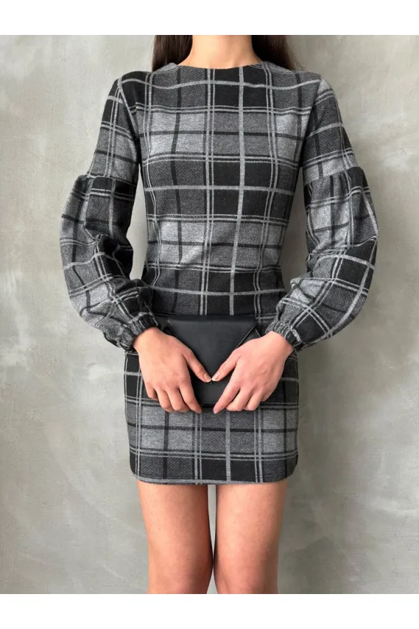 Robe à carreaux en gros - Anthracite | TOPSHOW | F0029