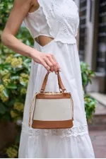 Bohemian Style Bucket Hand and Shoulder Bag Canvas-Tan Bohemian Style Bucket Hand and Shoulder Bag Canvas-Tan