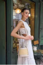 Bohemian Style Bucket Hand and Shoulder Bag Cream Straw Bohemian Style Bucket Hand and Shoulder Bag Cream Straw