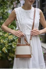 Bohemian Style Bucket Hand and Shoulder Bag Canvas-Tan Bohemian Style Bucket Hand and Shoulder Bag Canvas-Tan