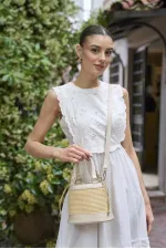 Bohemian Style Bucket Hand and Shoulder Bag Cream Straw Bohemian Style Bucket Hand and Shoulder Bag Cream Straw