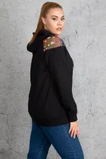 Kadın Haki Payet Detaylı Kapşonlu Sweatshirt 65N18838