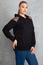 Kadın Haki Payet Detaylı Kapşonlu Sweatshirt 65N18838
