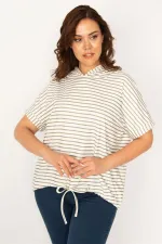 Sweat-shirt à capuche rayé kaki pour femme 65N33932