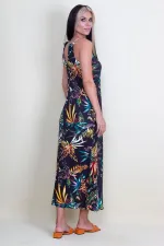 Robe à bretelles en chaîne et motifs floraux