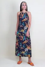 Robe à bretelles en chaîne et motifs floraux