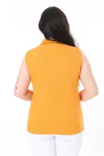 Women's Plus Size Orange Front Zippered Embossed Patterned Vest 65N38051