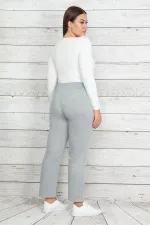 Kadın Gri Beli Lastikli Cepli Spor Pantolon 65N20399