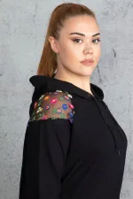 Kadın Haki Payet Detaylı Kapşonlu Sweatshirt 65N18838