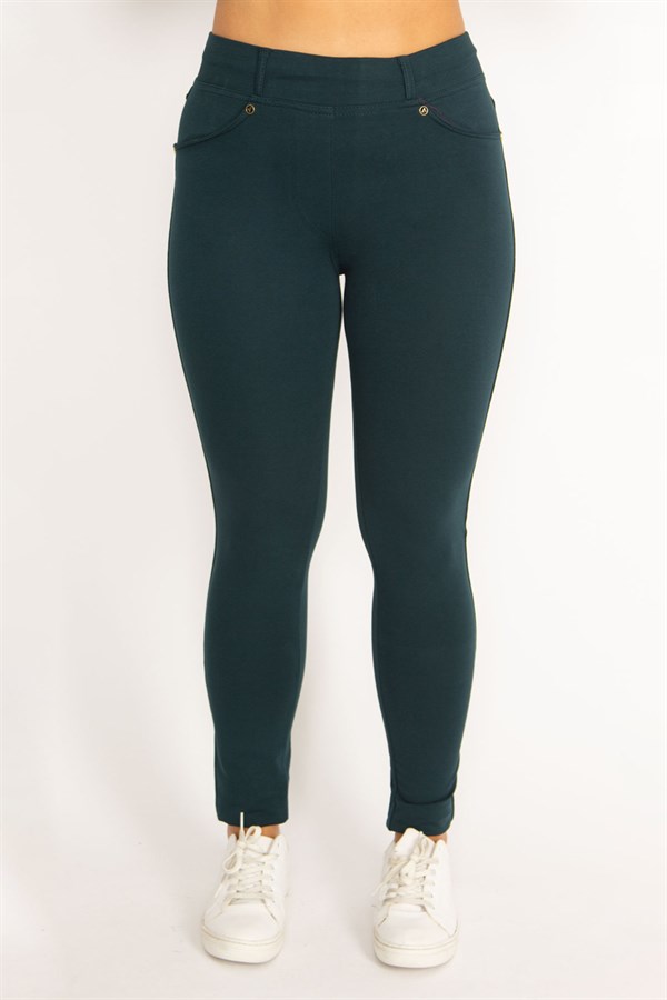 Women's Brown Front and Back Pocket Leggings 65N34534