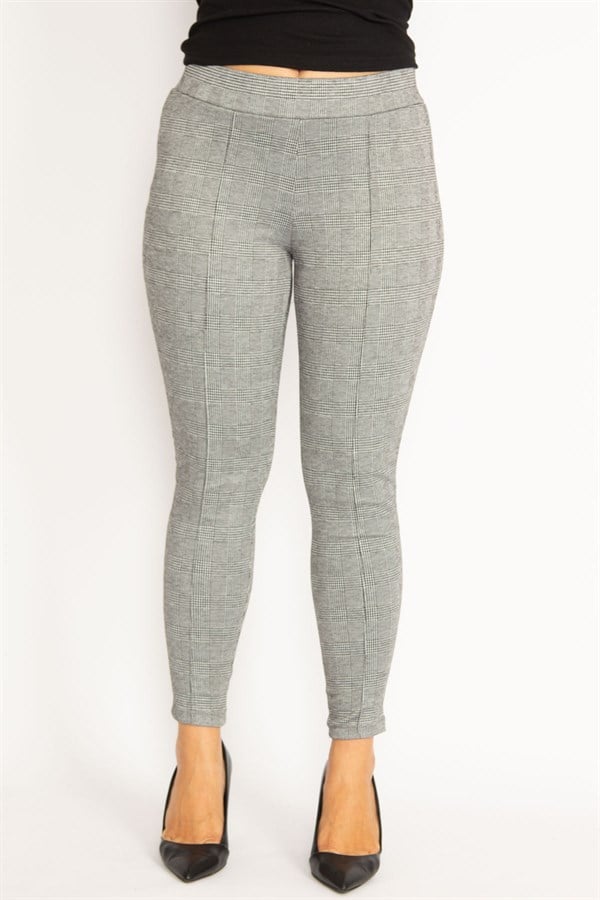 Leggings à carreaux gris pour femme 65N34769