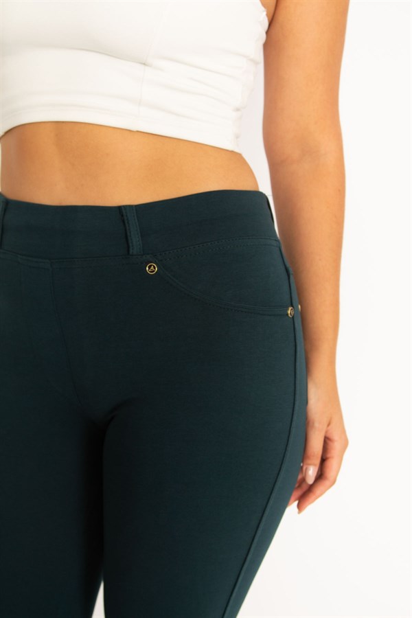 Women's Brown Front and Back Pocket Leggings 65N34534