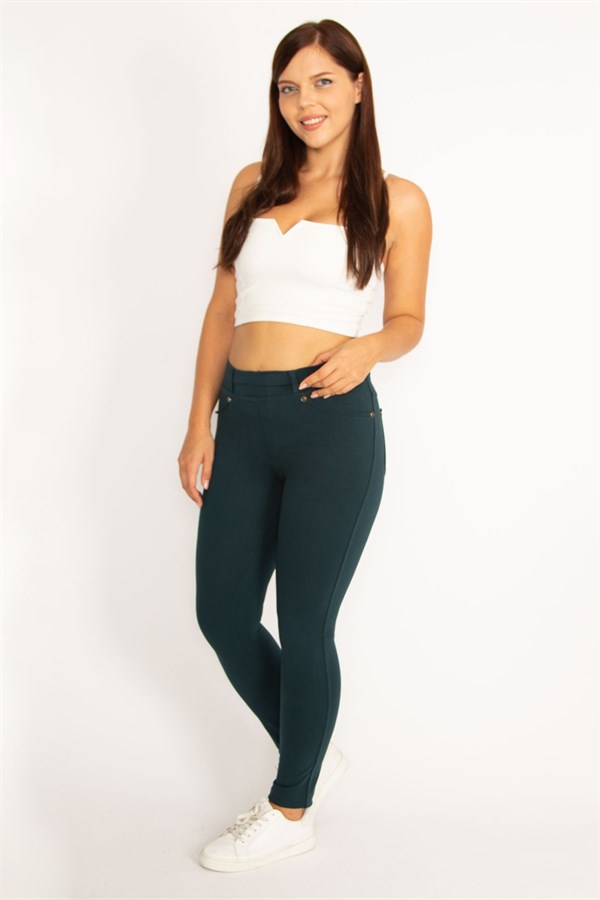 Women's Brown Front and Back Pocket Leggings 65N34534