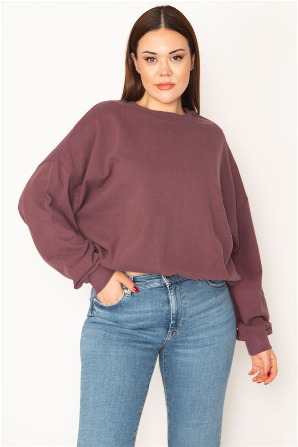 SWEAT-SHIRT COLORÉ 3 FILS POUR FEMME AVEC INTÉRIEUR RAYÉ ET OURLET ÉLASTIQUE