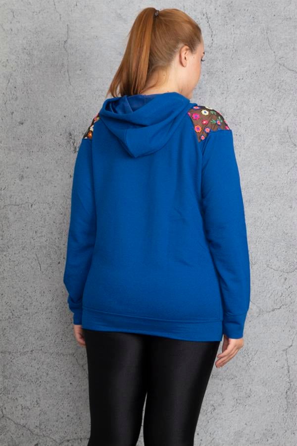 Kadın Haki Payet Detaylı Kapşonlu Sweatshirt 65N18838
