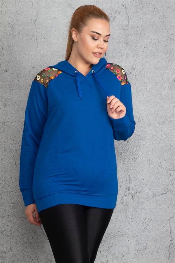 Kadın Haki Payet Detaylı Kapşonlu Sweatshirt 65N18838