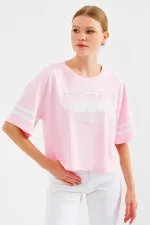 4322 Baskılı Oversize Basic Tişört - Pembe 4322 Baskılı Oversize Basic Tişört - Pembe