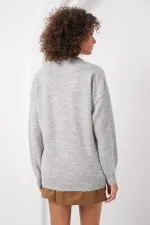 Pull oversize en maille à motif losanges 15895 - Gris
