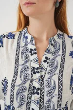 Robe longue hijab à motifs pour femme 2585 - Bleu marine clair